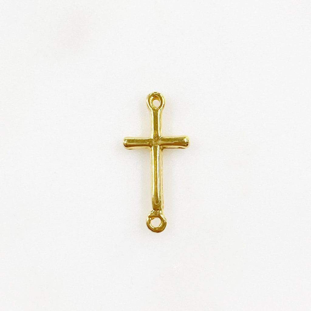 Sterling Silver or Vermeil or Dainty Horizontal Cross Connector Link Charm