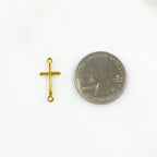 Sterling Silver or Vermeil or Dainty Horizontal Cross Connector Link Charm