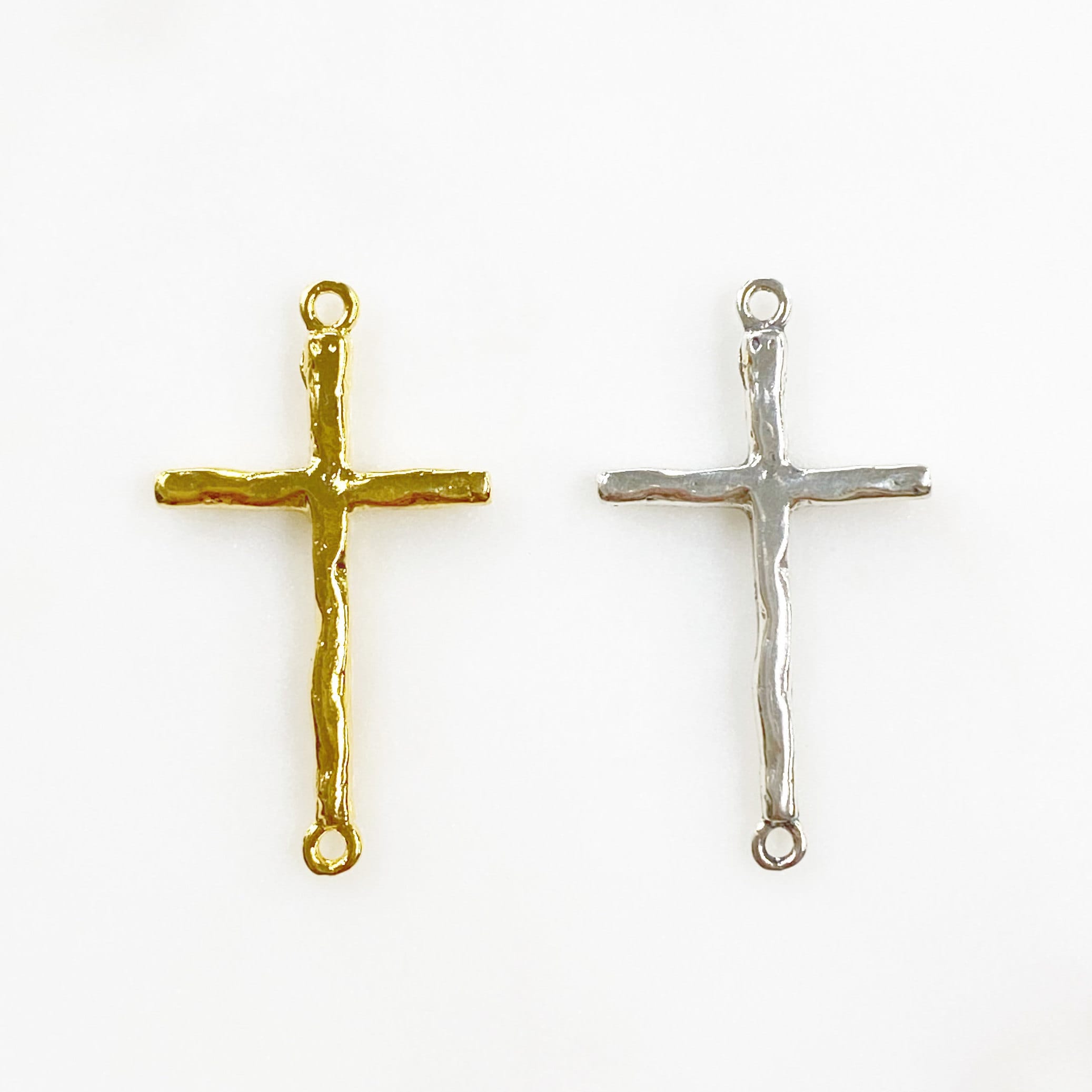 Sterling Silver or Vermeil or Large Hammered Textured Horizontal Cross