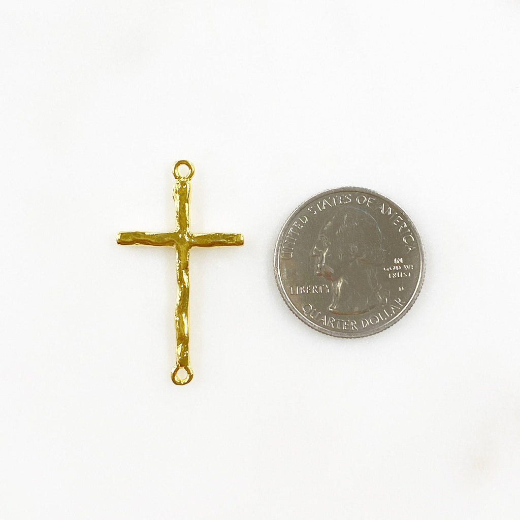 Sterling Silver or Vermeil or Large Hammered Textured Horizontal Cross