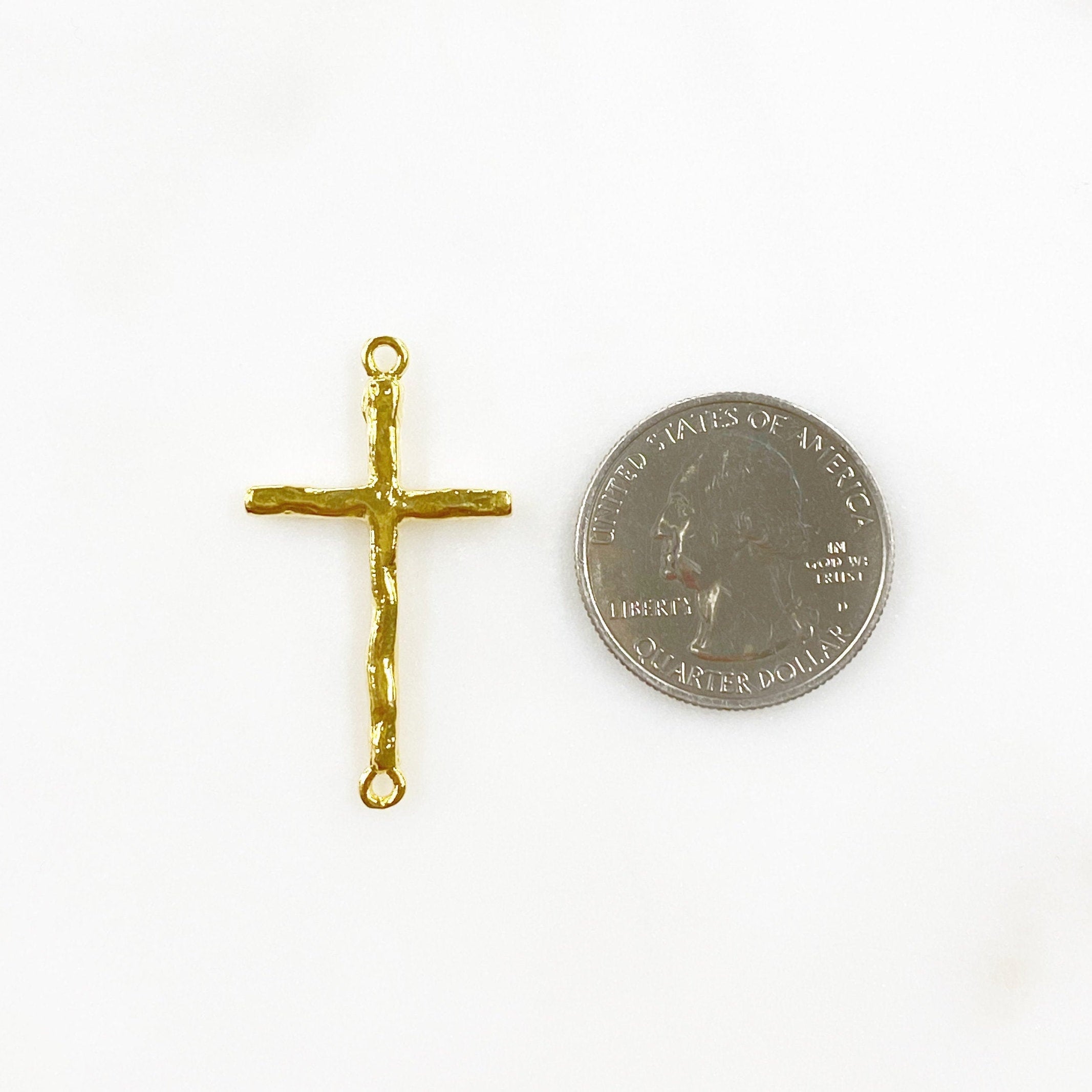 Sterling Silver or Vermeil or Large Hammered Textured Horizontal Cross