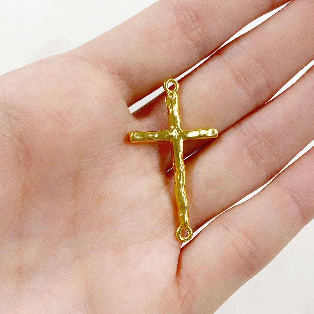 Sterling Silver or Vermeil or Large Hammered Textured Horizontal Cross