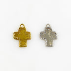 Sterling Silver or Vermeil or Whimsical Sewed Patch Texture Cross Charm