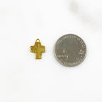 Sterling Silver or Vermeil or Whimsical Sewed Patch Texture Cross Charm