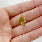 Sterling Silver or Vermeil or Whimsical Sewed Patch Texture Cross Charm