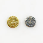 Sterling Silver or Vermeil or Tiny Mini Crown with Dots Circle Medallion Coin