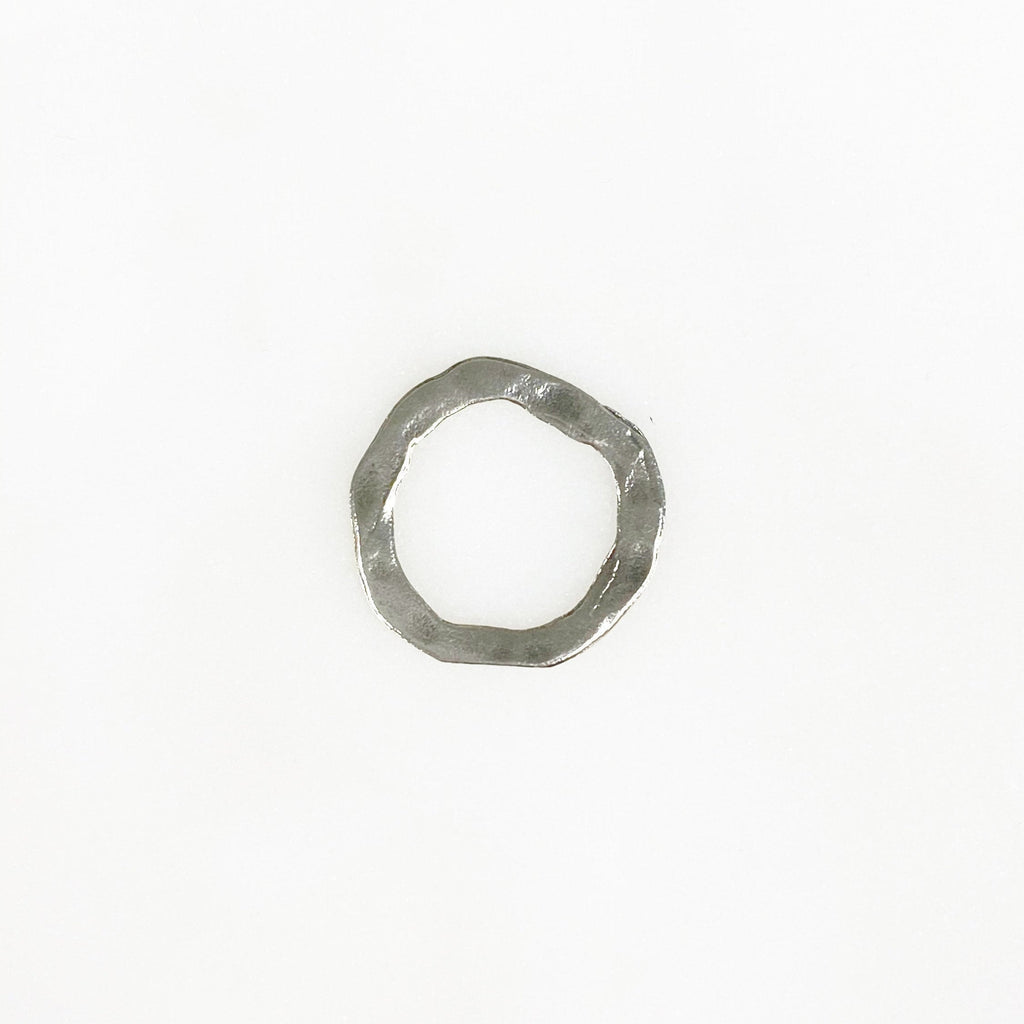 Sterling Silver Hammered Raw Open Circle Connector Ring Charm 16mm