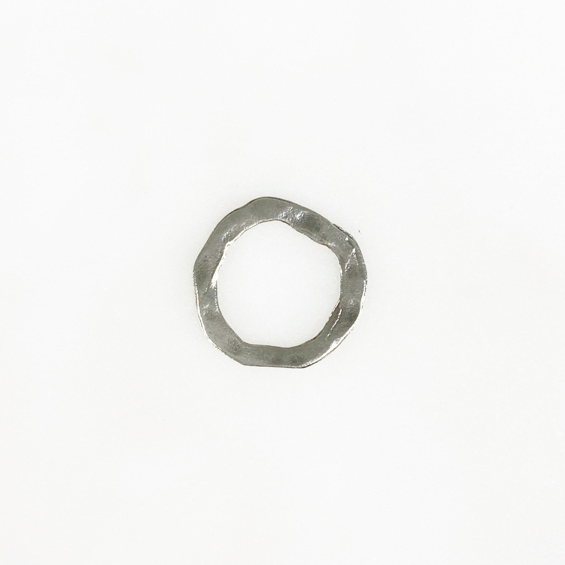 Sterling Silver Hammered Raw Open Circle Connector Ring Charm 16mm