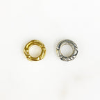 11mm Sterling Silver or Vermeil Detailed Raw Open Circle Connector Ring Charm