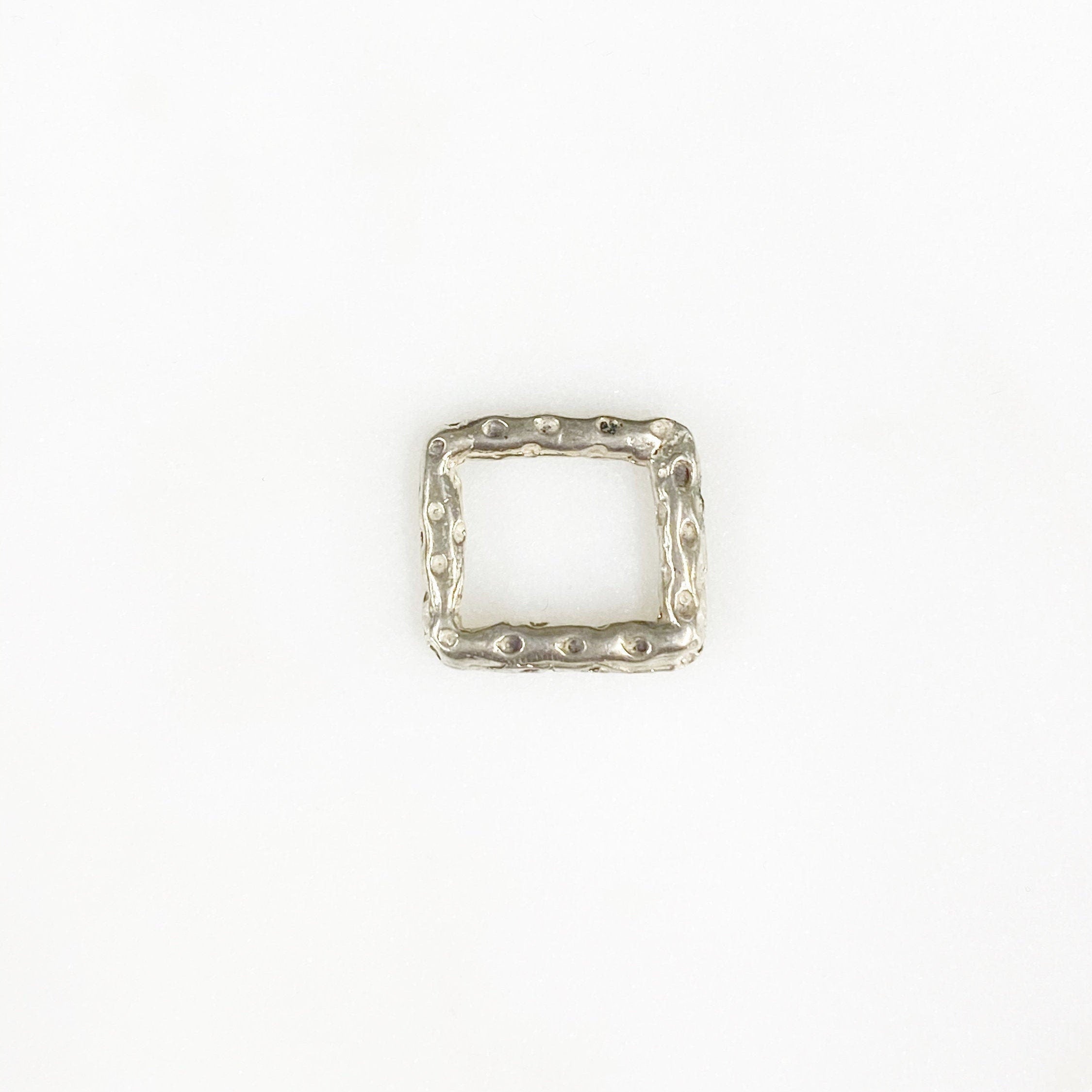 Sterling Silver Hammered Textured Raw Open Square Connector Charm 12mm