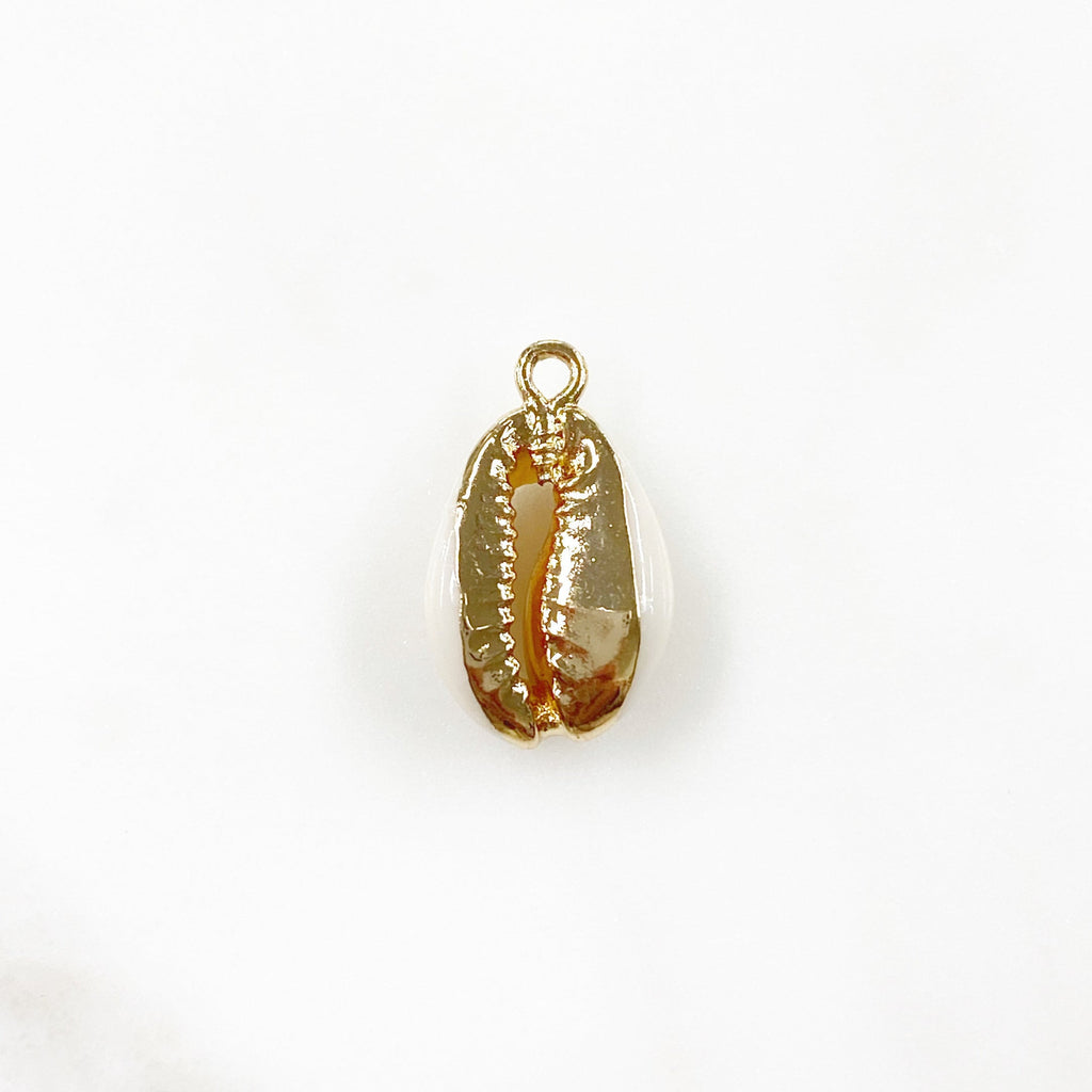 Gold Plated Natural Cowrie Shell Ocean Nautical Charm Pendant
