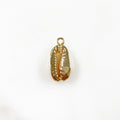 Gold Plated Natural Cowrie Shell Ocean Nautical Charm Pendant