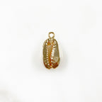 Gold Plated Natural Cowrie Shell Ocean Nautical Charm Pendant