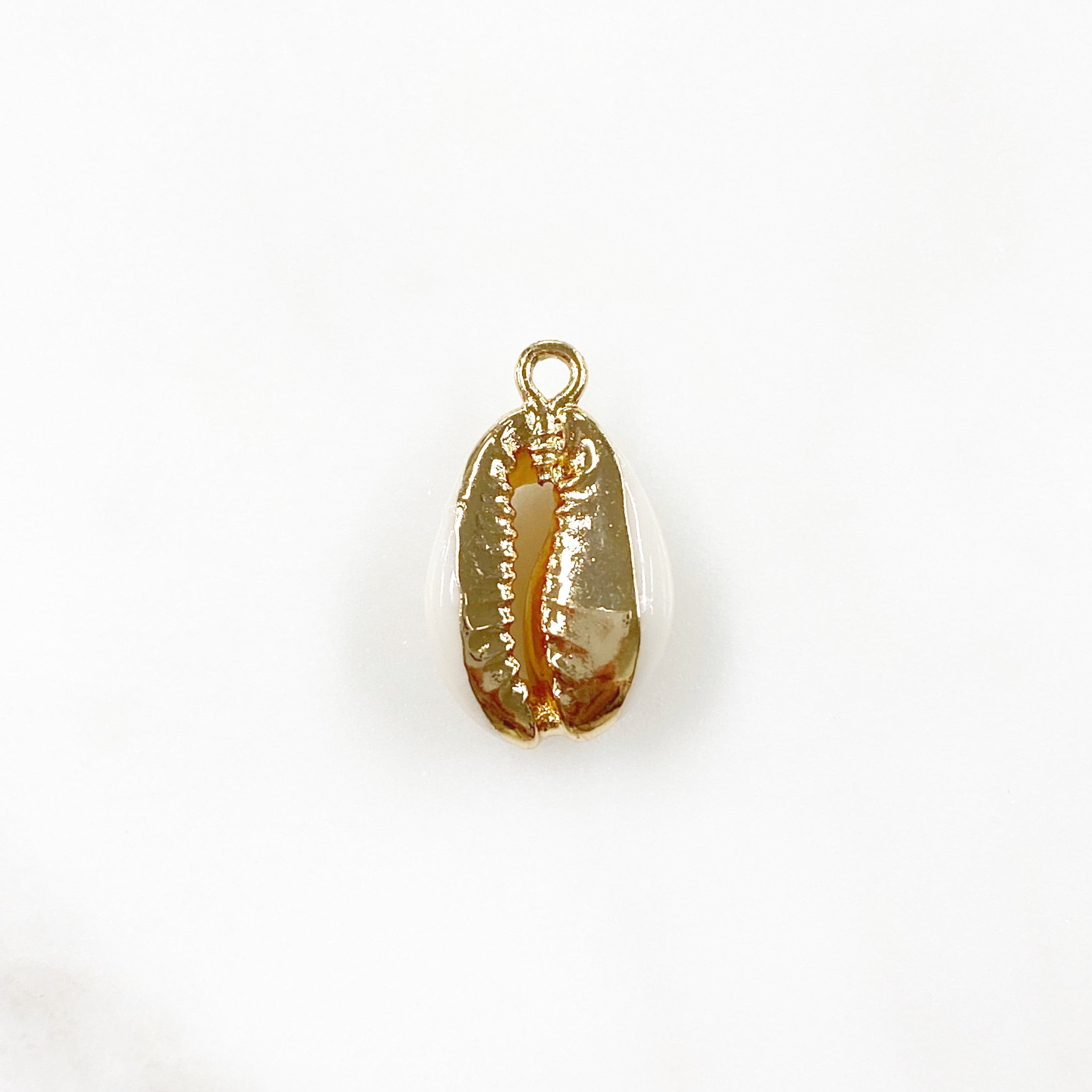 Gold Plated Natural Cowrie Shell Ocean Nautical Charm Pendant