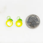 Yellow Half Lime Swirl Glass Lemon Lime Charm Juicy (2pc)