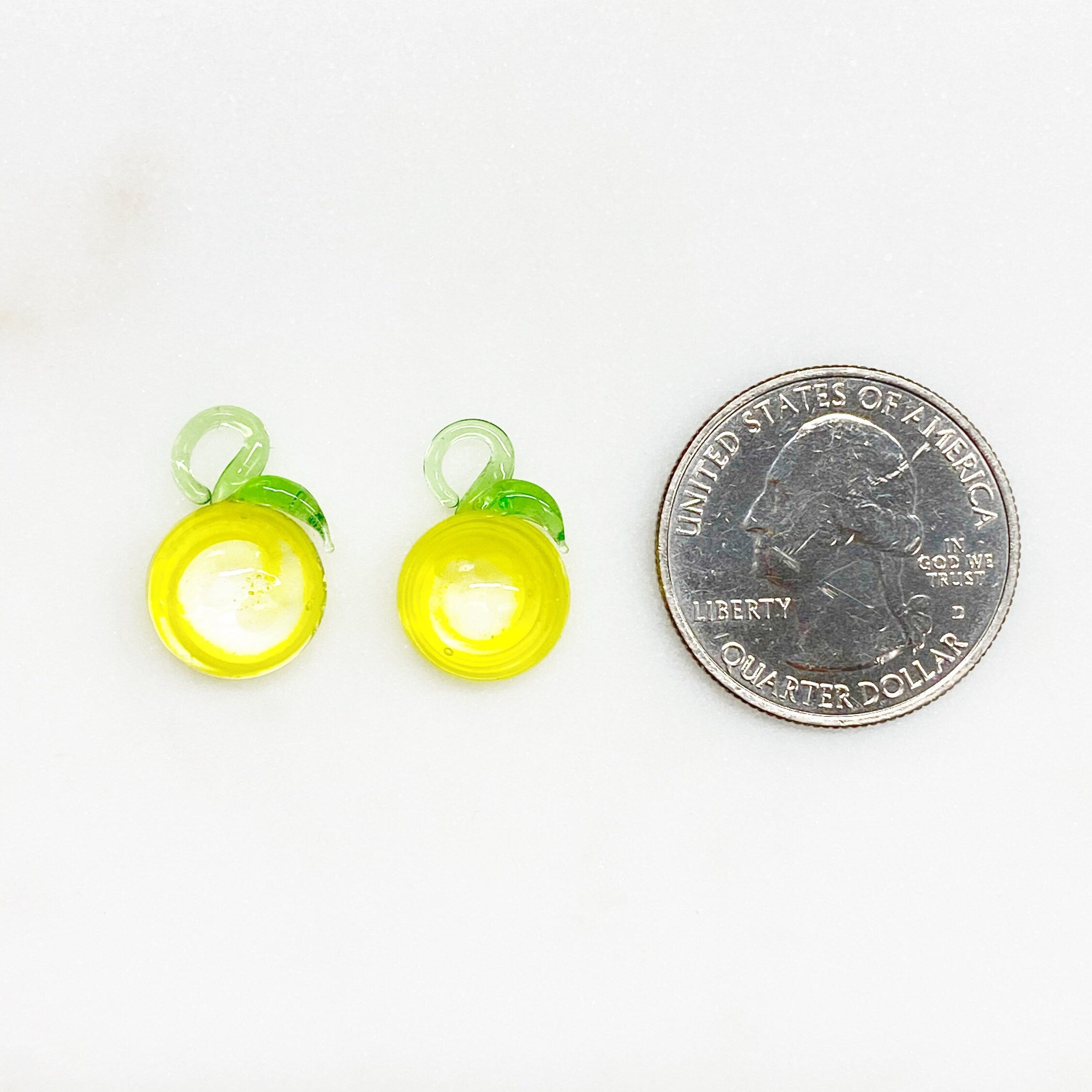 Yellow Half Lime Swirl Glass Lemon Lime Charm Juicy (2pc)