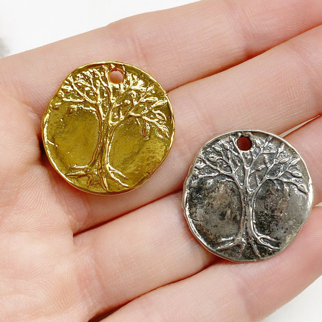 Sterling Silver or Vermeil or Organic Oak Tree Wisdom Charm Modern Nature