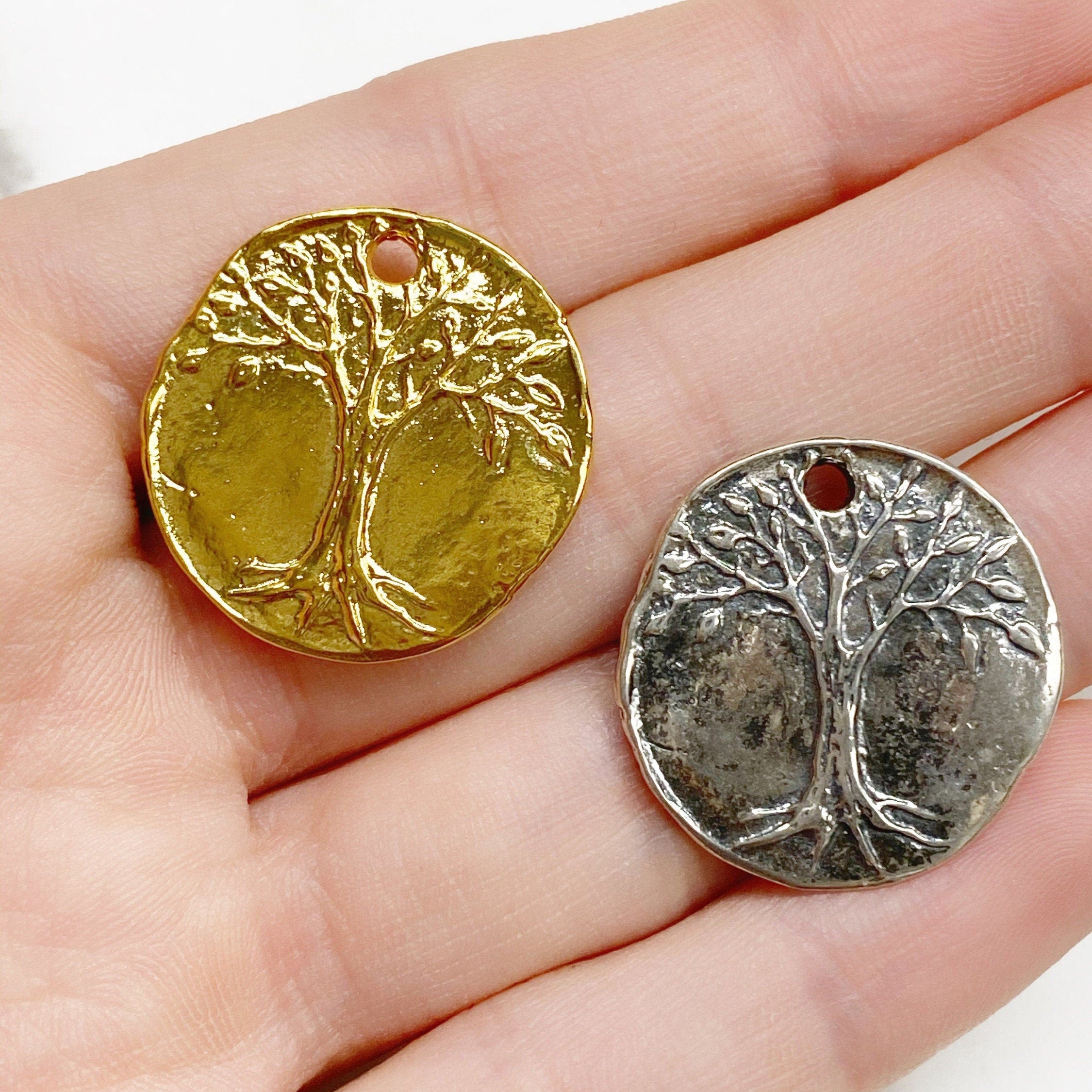 Sterling Silver or Vermeil or Organic Oak Tree Wisdom Charm Modern Nature