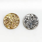Sterling Silver or Vermeil Floral or Peace Sign Circle Charm Medallion Hippie