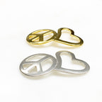 45mmx28mm Sterling Silver or Vermeil or Large Bent Peace Sign and Heart