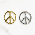Sterling Silver or Vermeil or Large Bent Hammered Peace Sign Bracelet Pendant