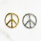 Sterling Silver or Vermeil or Large Bent Hammered Peace Sign Bracelet Pendant