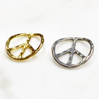 Sterling Silver or Vermeil or Large Bent Hammered Peace Sign Bracelet Pendant