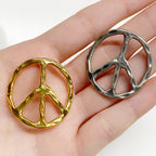 Sterling Silver or Vermeil or Large Bent Hammered Peace Sign Bracelet Pendant
