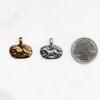 Sterling Silver or Vermeil Thick Textured Oval Pendant with Running Horse Good