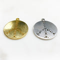 Sterling Silver or Vermeil Large or Peace Sign Hole Punched Circle Charm