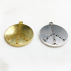 Sterling Silver or Vermeil Large or Peace Sign Hole Punched Circle Charm