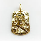 Vermeil Skull Hammered Pendant Charm Gold Skull Pirate RIP