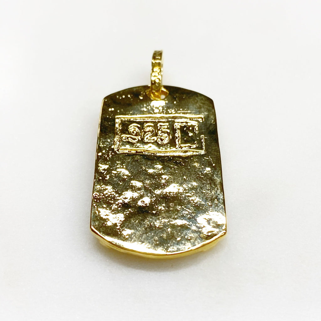 Vermeil Skull Hammered Pendant Charm Gold Skull Pirate RIP