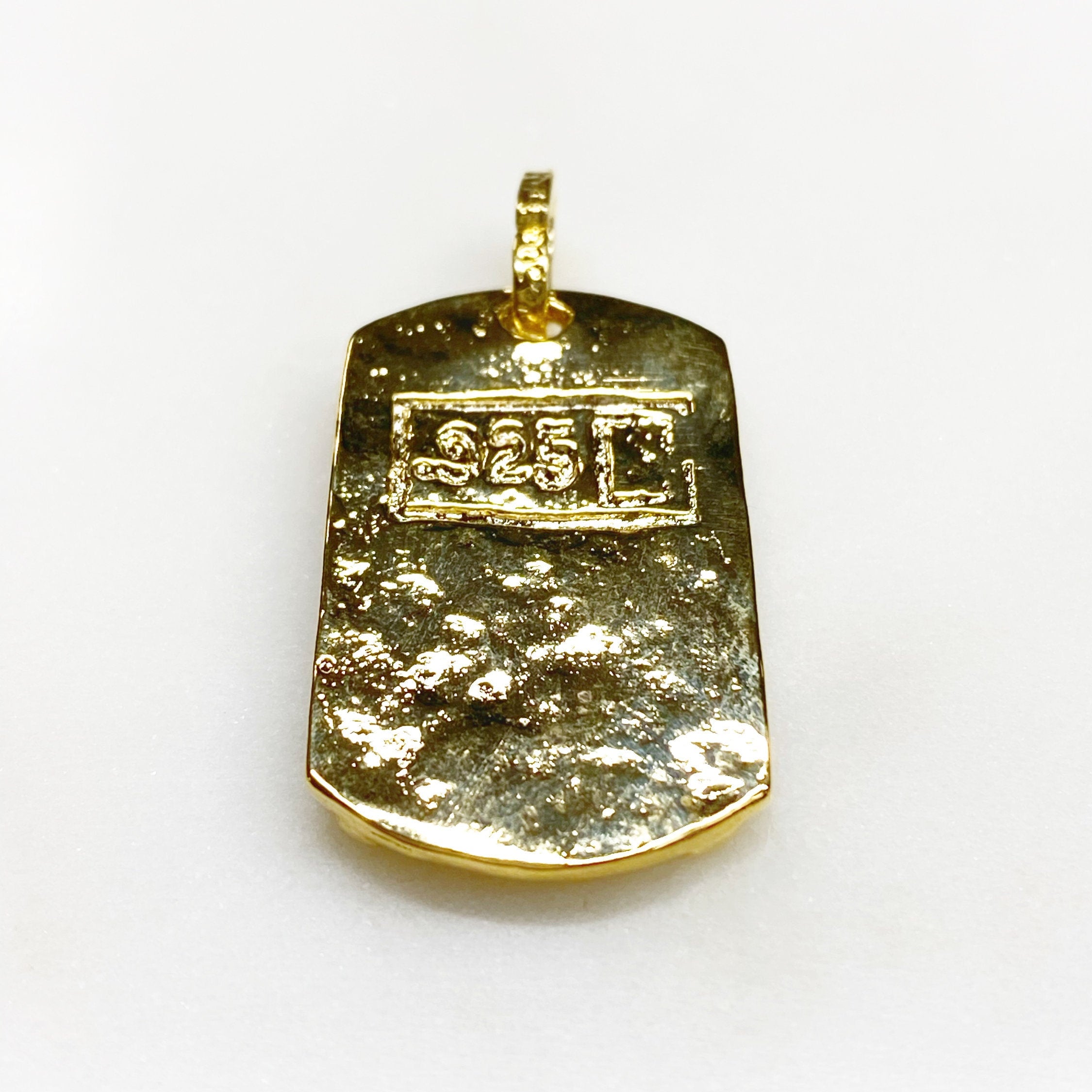 Vermeil Skull Hammered Pendant Charm Gold Skull Pirate RIP