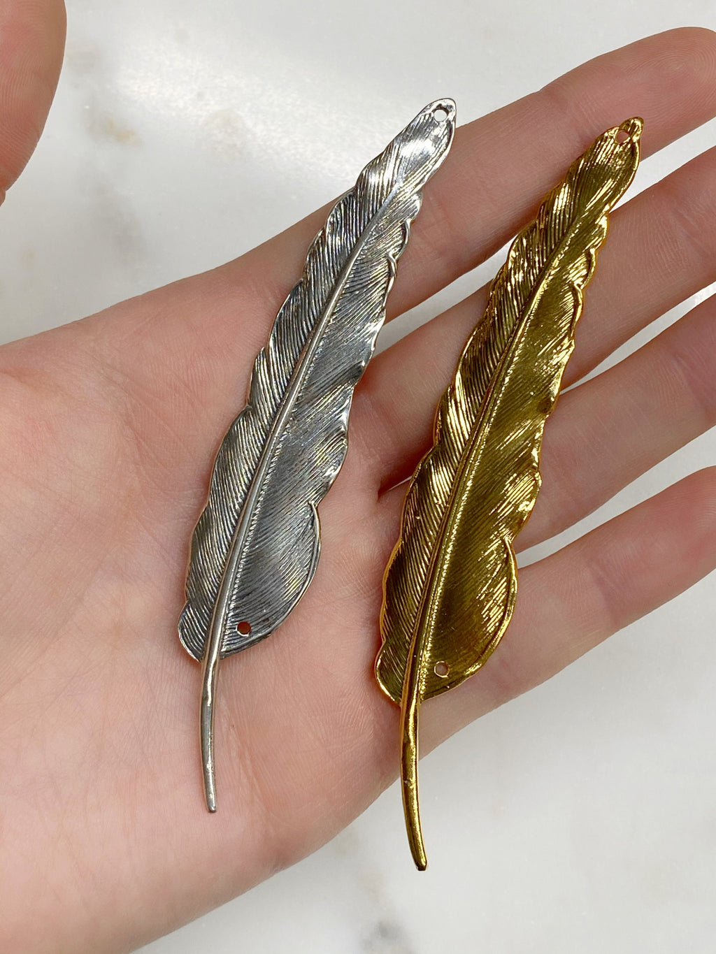 Sterling Silver or Vermeil or Extra Long Western Modern Detailed Bird Feather
