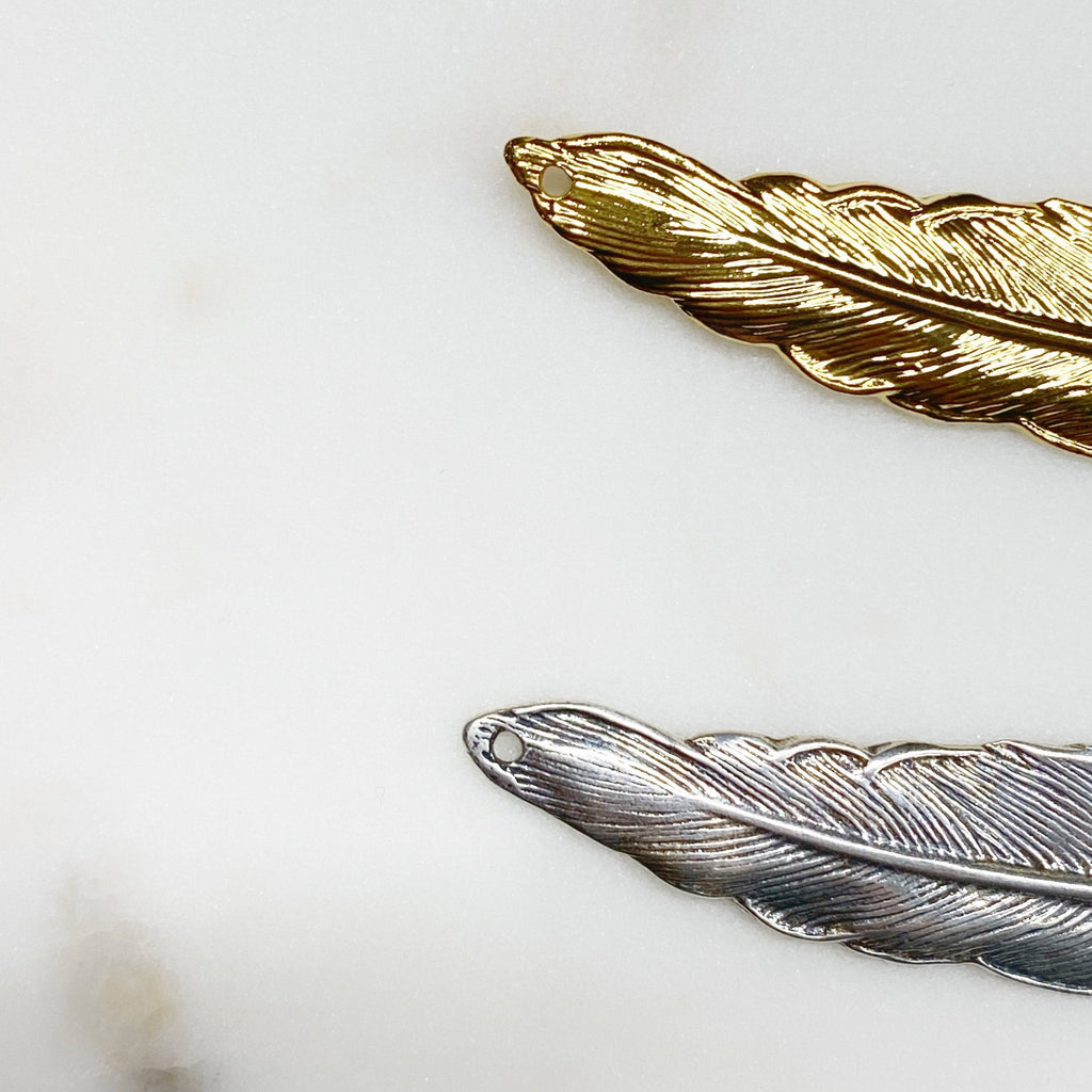 Sterling Silver or Vermeil or Extra Long Western Modern Detailed Bird Feather