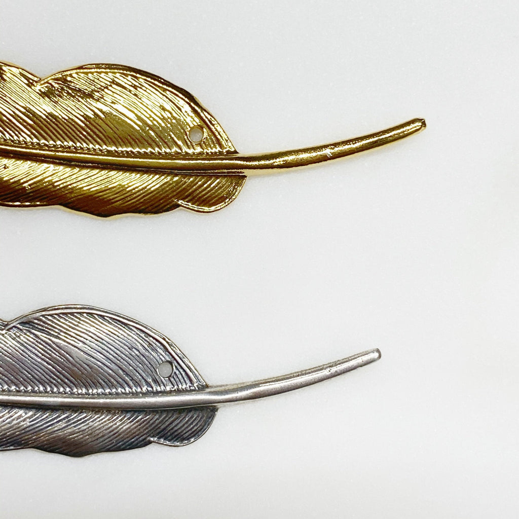 Sterling Silver or Vermeil or Extra Long Western Modern Detailed Bird Feather