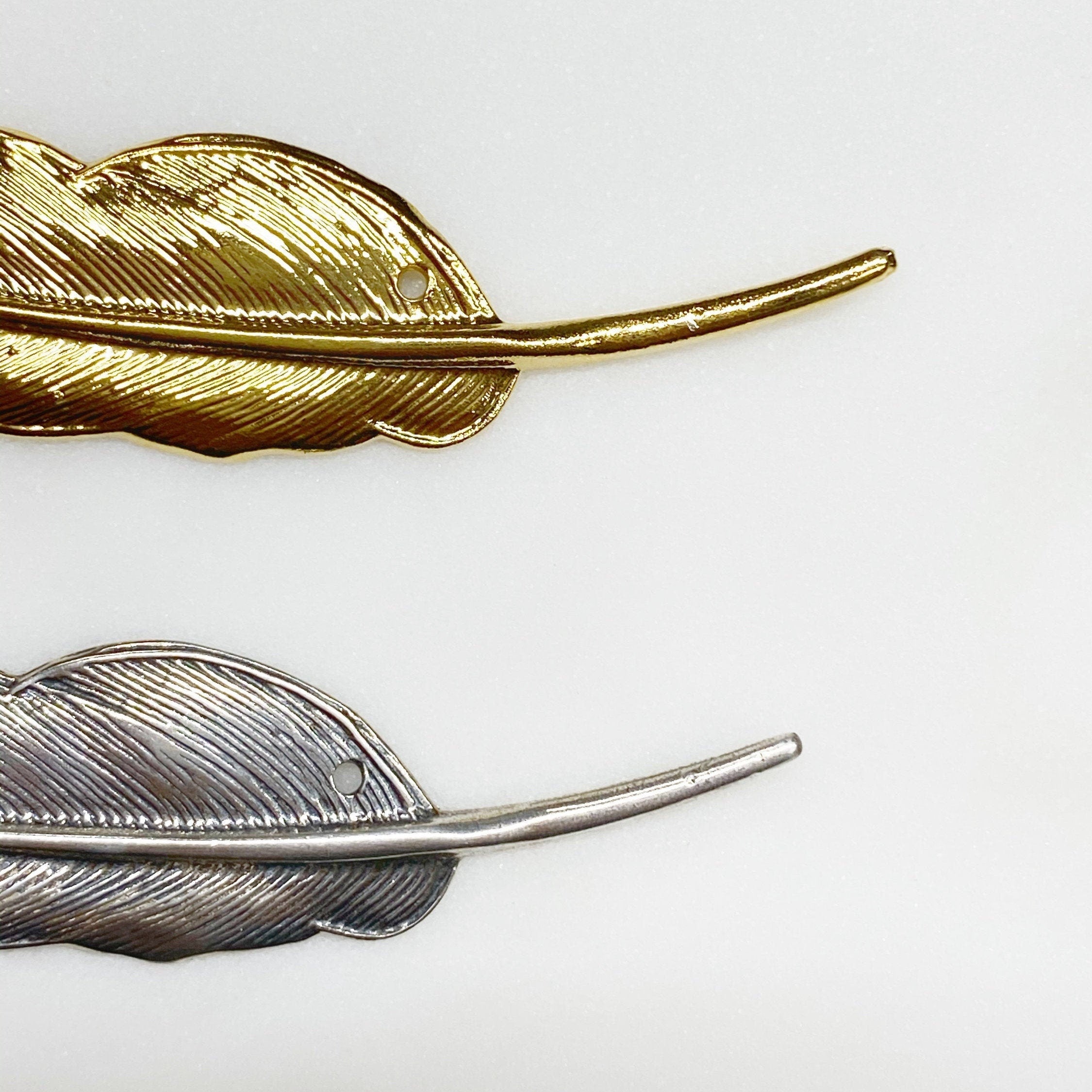 Sterling Silver or Vermeil or Extra Long Western Modern Detailed Bird Feather