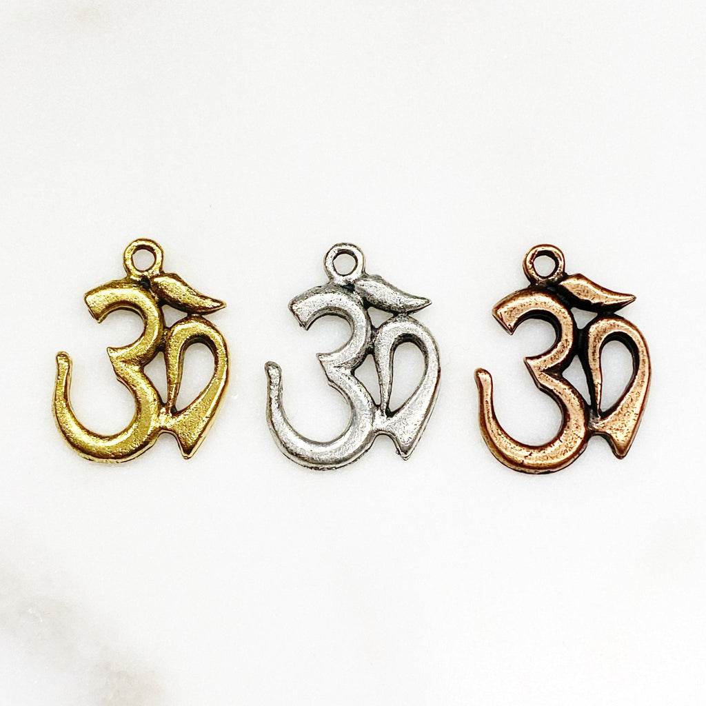 25mmx19mm Pewter Large Ohm Om Necklace Charm Buddha Mantra Yoga