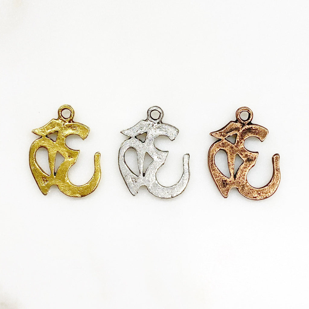 25mmx19mm Pewter Large Ohm Om Necklace Charm Buddha Mantra Yoga