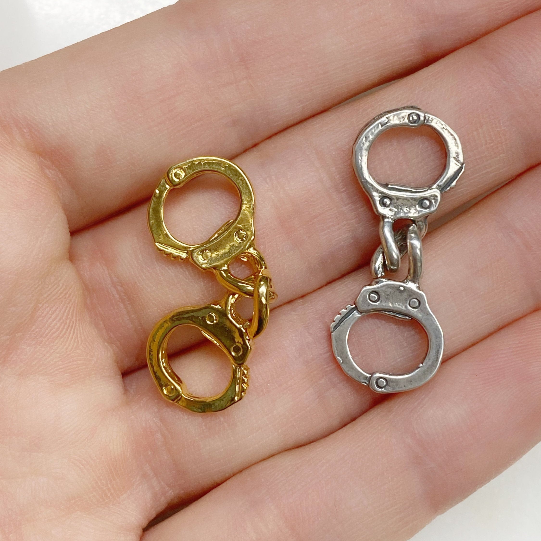 Sterling Silver or Vermeil Small or Handcuff Charm Police Sheriff Law