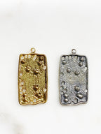 Sterling Silver or Vermeil Large or Multi-Peace Sign 3D Rectangle Charm Hippie