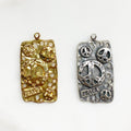 Sterling Silver or Vermeil Large or Multi-Peace Sign 3D Rectangle Charm Hippie