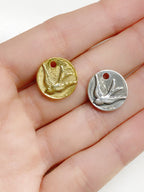 14mm Sterling Silver or Vermeil Thick Raised Bird Sparrow Coin Medallion