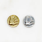 14mm Sterling Silver or Vermeil Thick Raised Bird Sparrow Coin Medallion