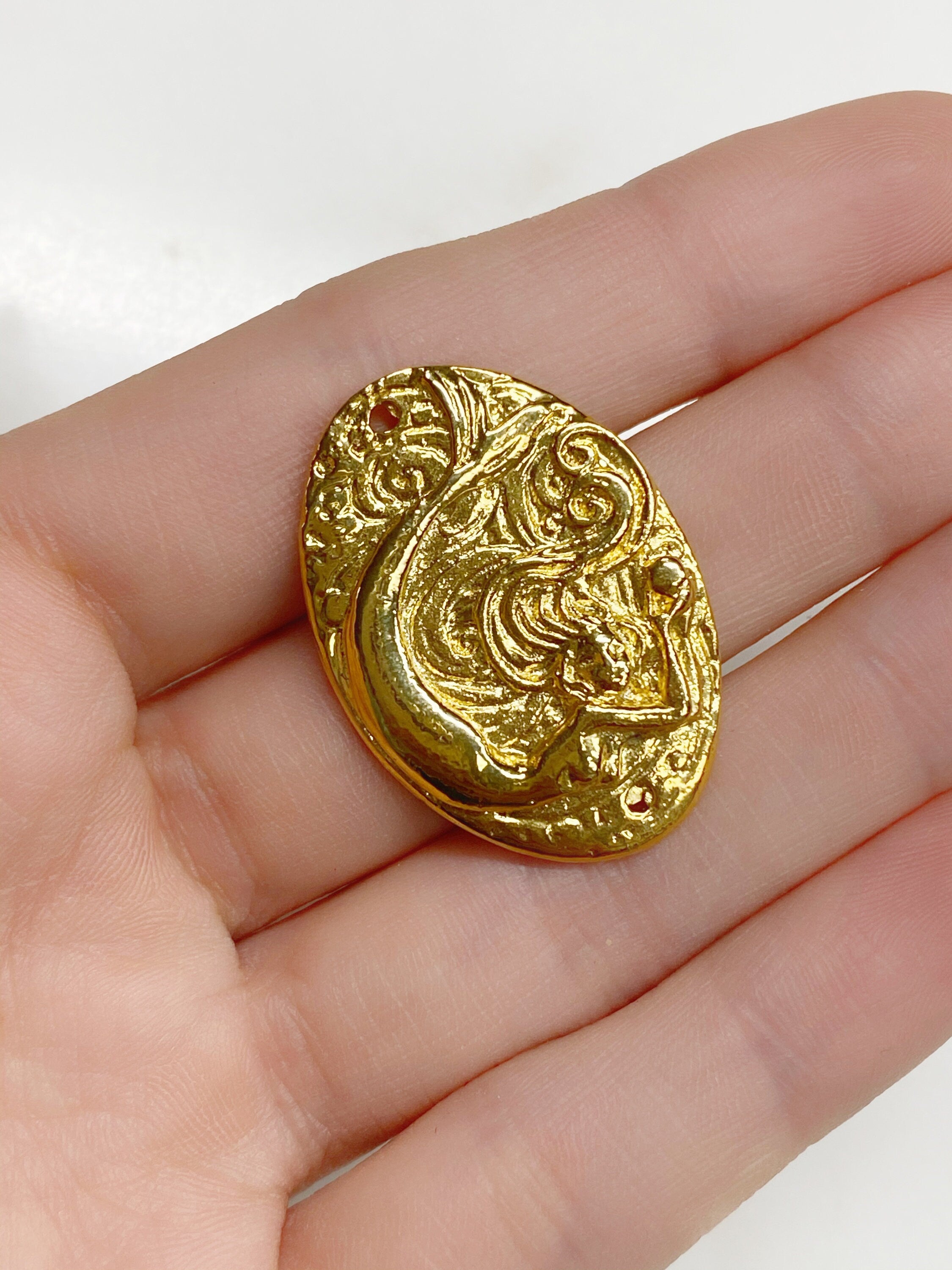 31mmx22mm Vermeil Large Whimsical Mermaid Pendant Connector Charm