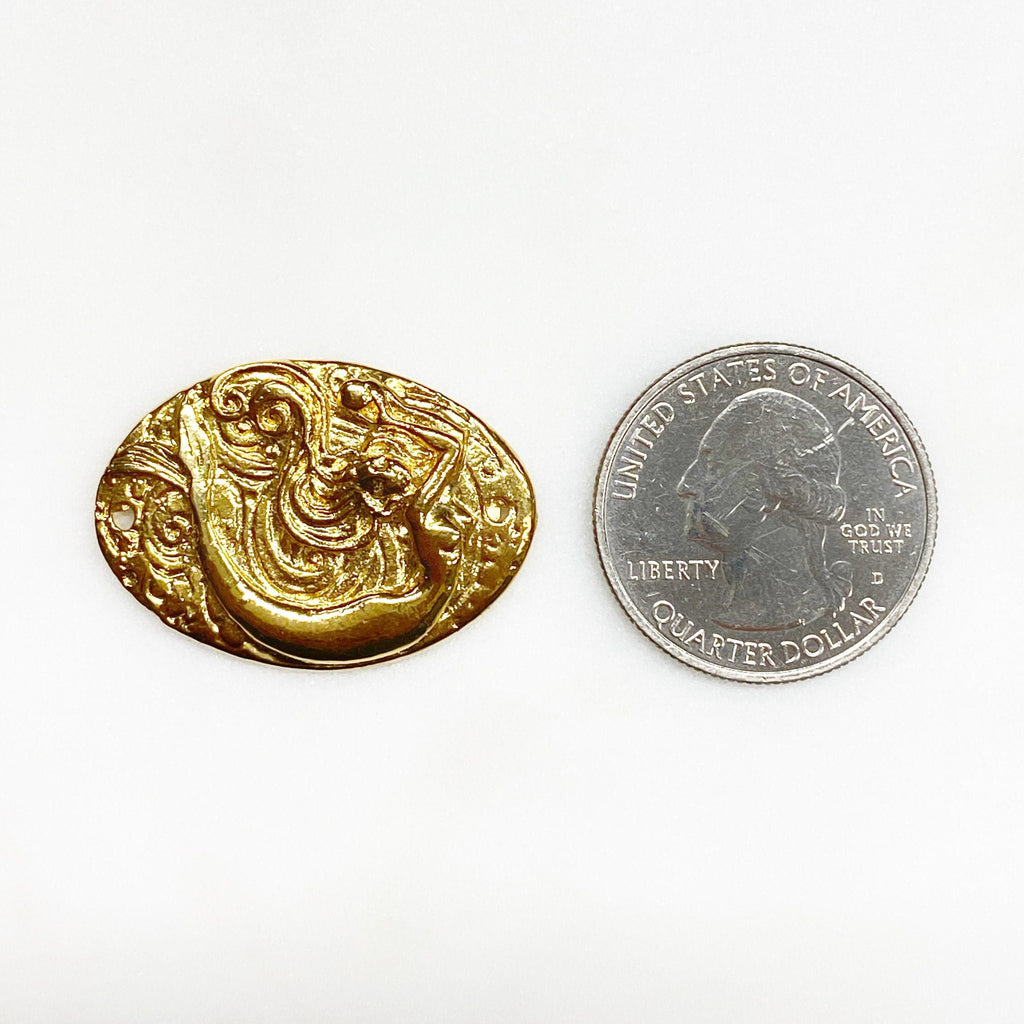 31mmx22mm Vermeil Large Whimsical Mermaid Pendant Connector Charm