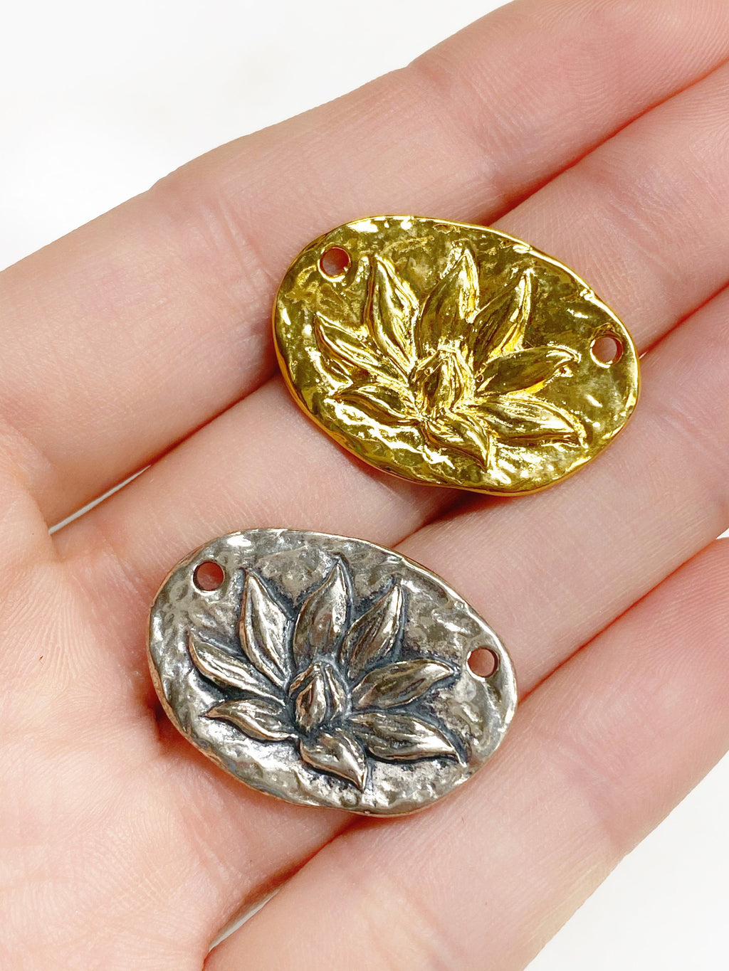 25mmx18mm Sterling Silver or Vermeil or Lotus Flower Connector Pendant Charm