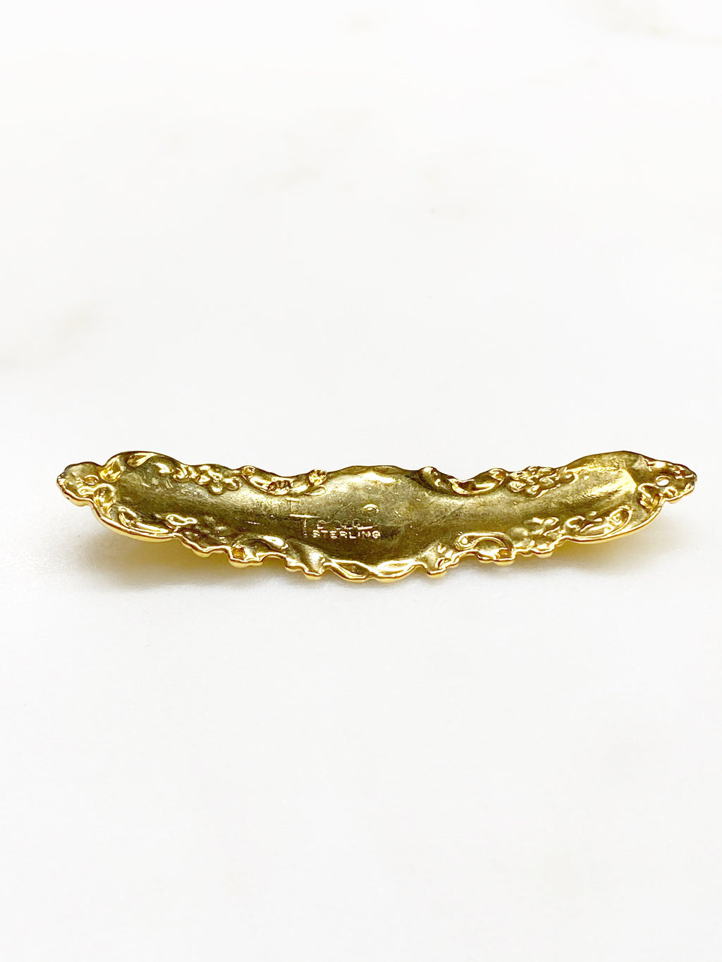 Vermeil Bar Plaque Connector Charm Gold Detailed Bar Charm Bar