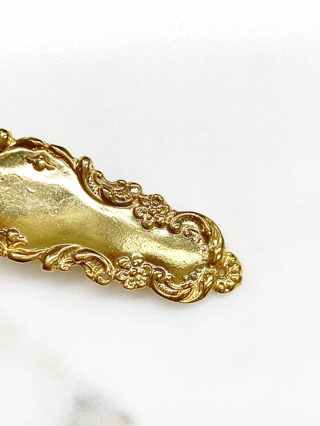 Vermeil Bar Plaque Connector Charm Gold Detailed Bar Charm Bar